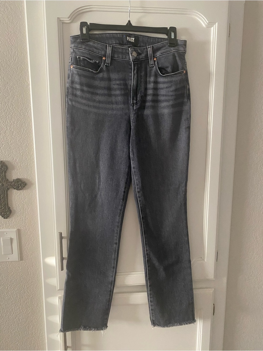PAIGE Straight Leg Jeans in Washed Charcoal